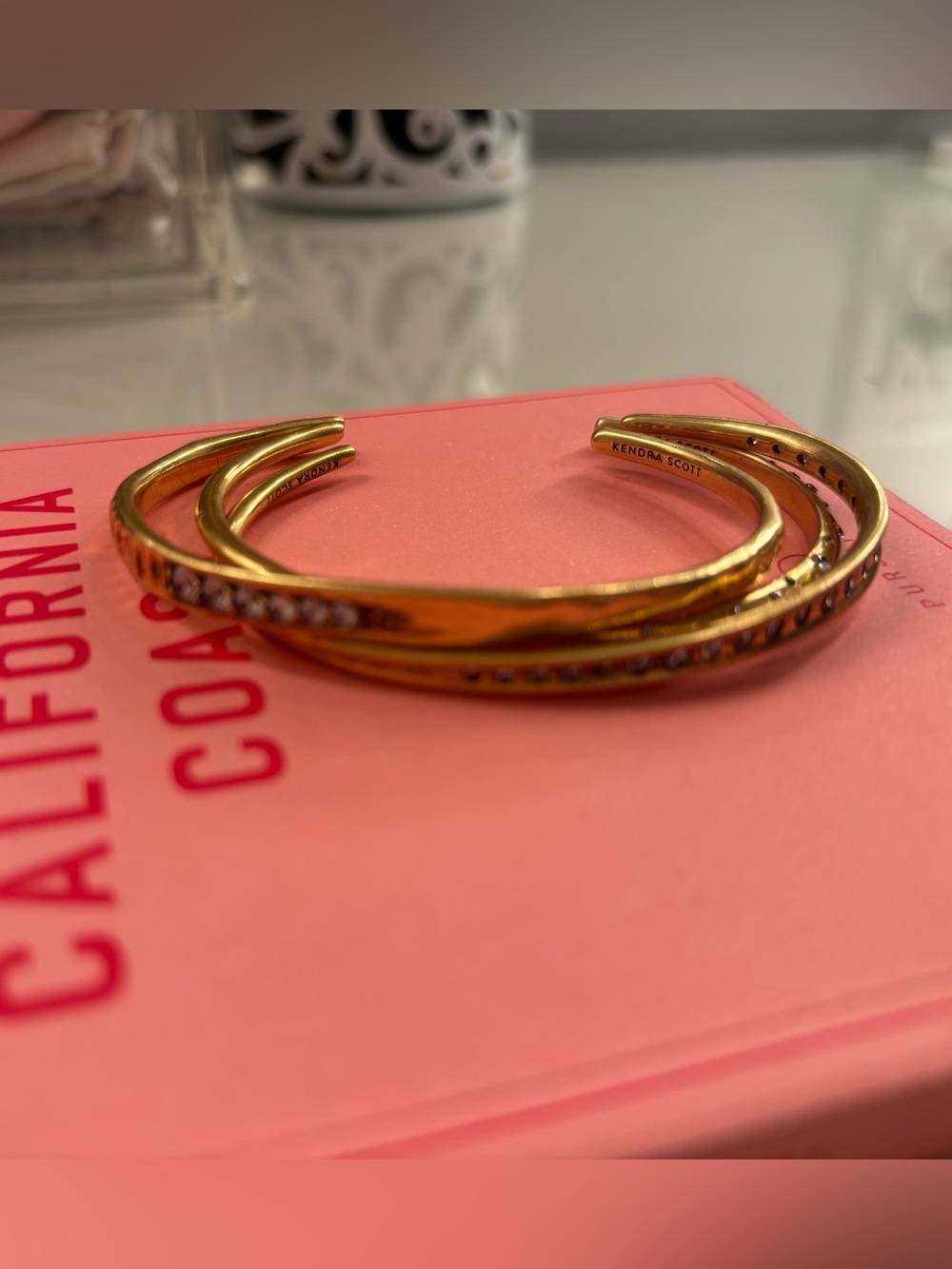 Kendra Scott Gold Crystal-Trim Open bangle cuff bracelet Set
